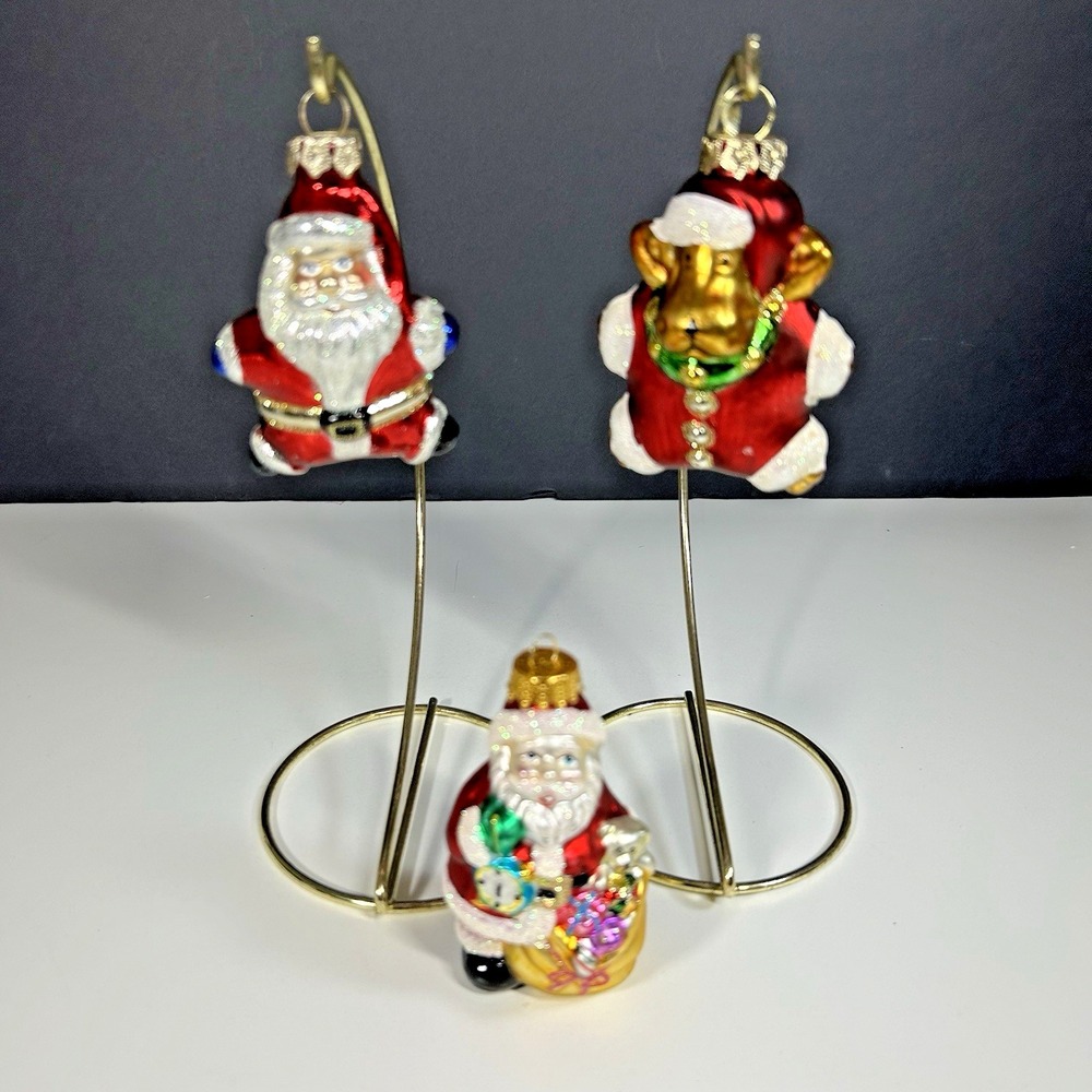 Lot Of 3 Unique Treasure Hand Blown Glass Christmas Ornaments
